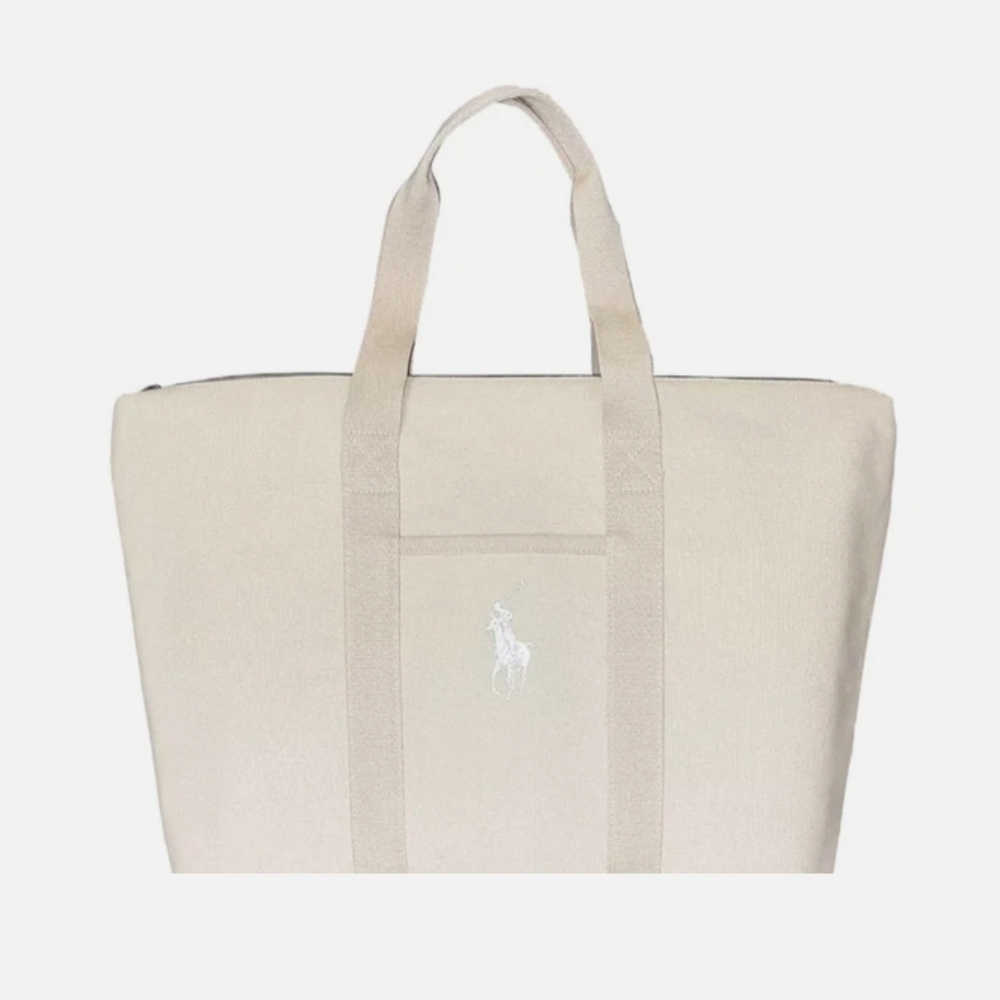 Polo RALPH Lauren Romance Canvas Tote Bag WEEKENDER XL travel gym Beige- NEW